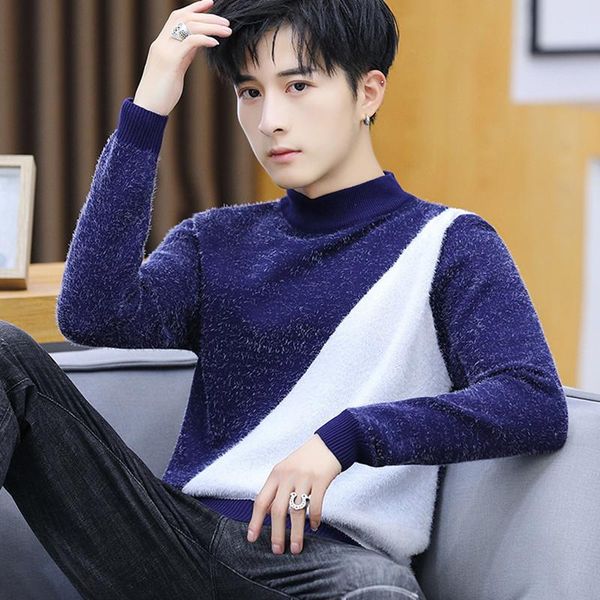 men's sweaters mink wool o-neck sweater korean edition student personality mohair autumn and winter cashmere bottom trend, White;black
men's sweaters mink wool o-neck sweater korean edition student personality mohair autumn and winter cashmere bottom trend, White;black