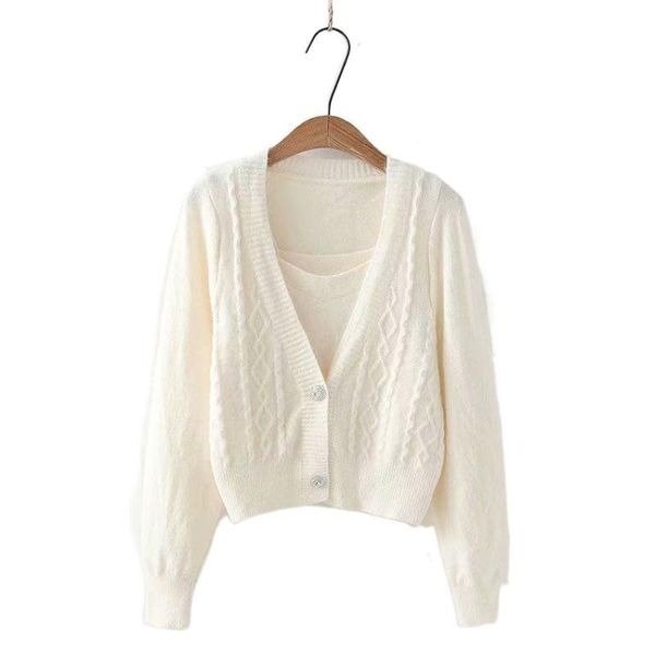 women's knits & tees solid twisted flower 2 piece sets knitted crop women short cardigan and vest 2021 winter v-neck korean female soft, White
women's knits & tees solid twisted flower 2 piece sets knitted crop women short cardigan and vest 2021 winter v-neck korean female soft, White