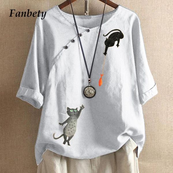 casual three-quarter sleeve blouses shirts women o-neck cotton linen button shirt elegant plus size printed pullover blusas, White
casual three-quarter sleeve blouses shirts women o-neck cotton linen button shirt elegant plus size printed pullover blusas, White