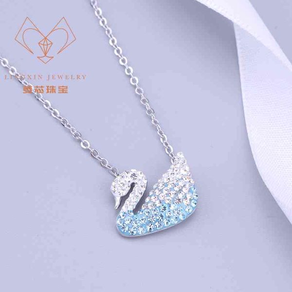 the new shi jiagao version gradient blue sky goose necklace female swarovski element crystal clavicle chain jingdong port post, Silver
the new shi jiagao version gradient blue sky goose necklace female swarovski element crystal clavicle chain jingdong port post, Silver