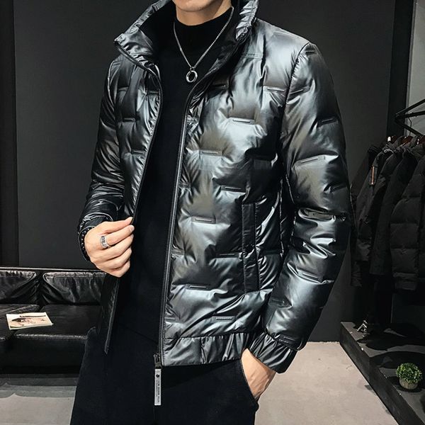 2020 fashion 80% white duck trend men's bright face down et embossed short stand collar, Black
2020 fashion 80% white duck trend men's bright face down et embossed short stand collar, Black