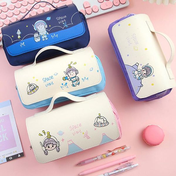 pencil bags astronaut 2-layer pu handle school case bag leather large capacity bagkawaii stationery art supplies
pencil bags astronaut 2-layer pu handle school case bag leather large capacity bagkawaii stationery art supplies