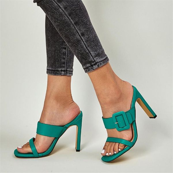 high heels flip flops dropshipping new summer women sandals fashion buckle designer ladies shoes gladiator peep toe square, Black