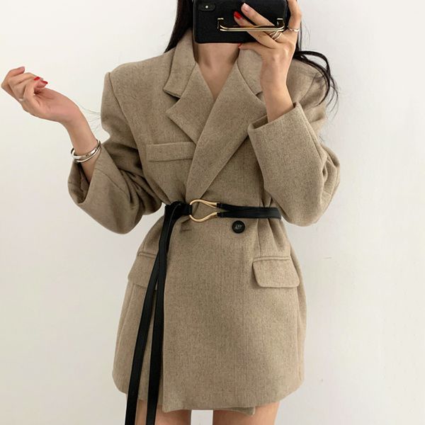 2021 spring double breasted minimalist korean ladies jacket women short coat with belt long sleeve thick laise overcoats, Black;brown
2021 spring double breasted minimalist korean ladies jacket women short coat with belt long sleeve thick laise overcoats, Black;brown