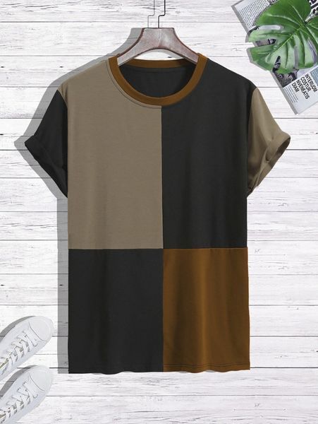 men color block tee 31qd#, White;black 
men color block tee 31qd#, White;black