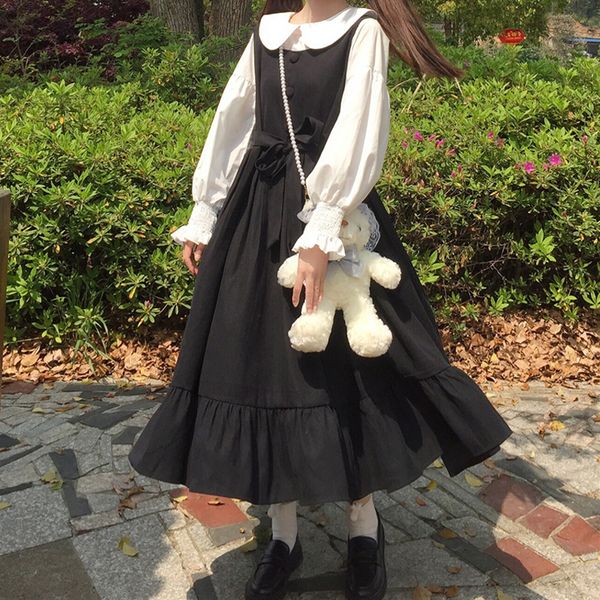 2021 womens classic lolita dress vintage shirt gothic chiffon ruffle blouse white shirt black suspender dress cosplay loli 1640, Black;red
2021 womens classic lolita dress vintage shirt gothic chiffon ruffle blouse white shirt black suspender dress cosplay loli 1640, Black;red