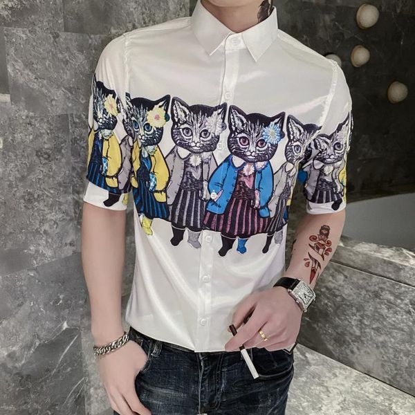 men's casual shirts 2021 spring british style cat shirt slim fit dress streetwear social black white camisa masculina, White;black
men's casual shirts 2021 spring british style cat shirt slim fit dress streetwear social black white camisa masculina, White;black