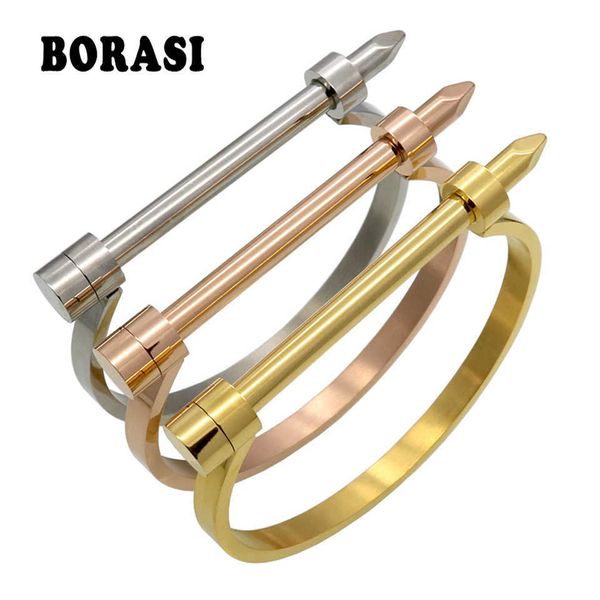 vintage punk luxury brand jewelry nail bracelet titanium steel bangles gold color cuff bracelets & bangles for women pulseiras q0719, Black
vintage punk luxury brand jewelry nail bracelet titanium steel bangles gold color cuff bracelets & bangles for women pulseiras q0719, Black