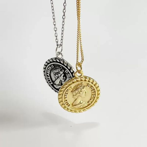 chaofumao design korean 925 sterling silver pendant necklace retro elizabeth round coin
chaofumao design korean 925 sterling silver pendant necklace retro elizabeth round coin