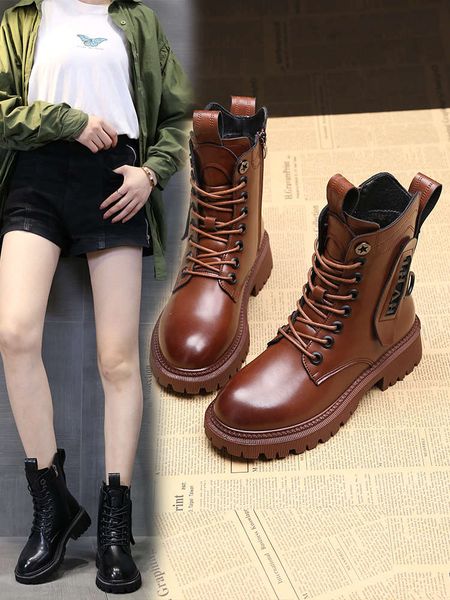 brown martin autumn and winter 2020 new british style thick soled plush women's shoes versatile short boots, White;red
brown martin autumn and winter 2020 new british style thick soled plush women's shoes versatile short boots, White;red