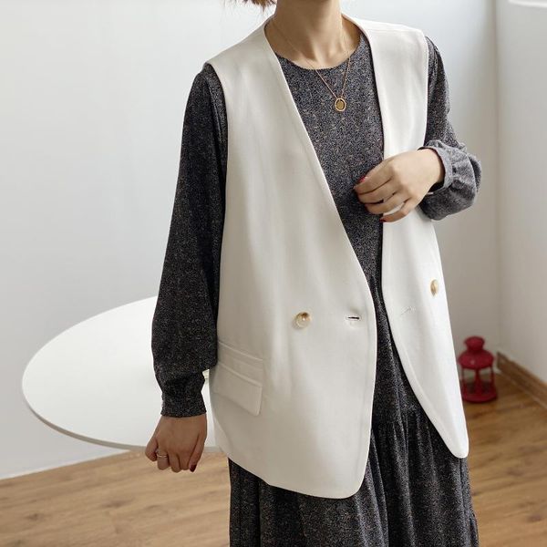 women's vests sleeveless vest 2021 autumn korean style casual loose one button coat jacket waistcoat black/white/blue
women's vests sleeveless vest 2021 autumn korean style casual loose one button coat jacket waistcoat black/white/blue