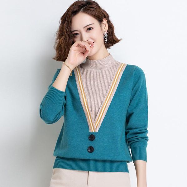 women's sweaters fake two-piece knitted splicing sweater 2021 autumn and winter half high collar fashion foreign style loose bottomed, White;black
women's sweaters fake two-piece knitted splicing sweater 2021 autumn and winter half high collar fashion foreign style loose bottomed, White;black