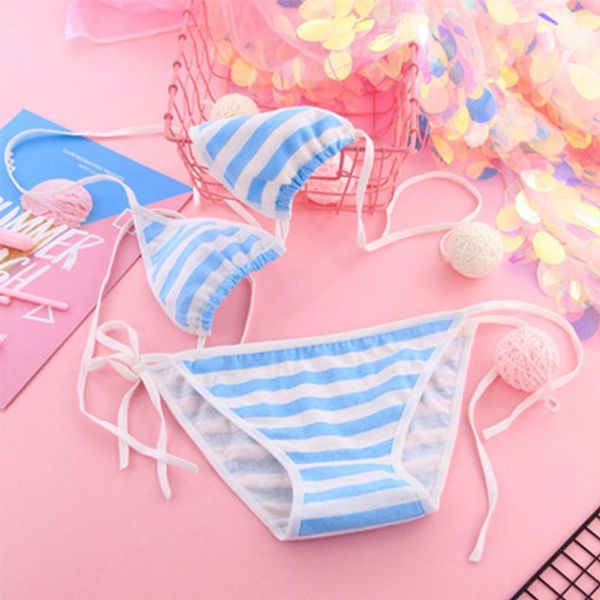 women's panties thongs women lingerie lolita kawaii blue pink white striped mini bikini cosplay erotic costumes bra underwear set, Black;pink
women's panties thongs women lingerie lolita kawaii blue pink white striped mini bikini cosplay erotic costumes bra underwear set, Black;pink