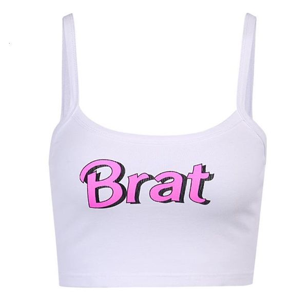 women chic brat letter printed tank thin spaghetti straps summer camis female holiday camisole crop top, White
women chic brat letter printed tank thin spaghetti straps summer camis female holiday camisole crop top, White