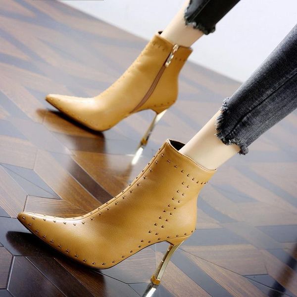 boots rivet banquet high heels winter pointed heeled side zipper short female thin rivets booties, Black
boots rivet banquet high heels winter pointed heeled side zipper short female thin rivets booties, Black