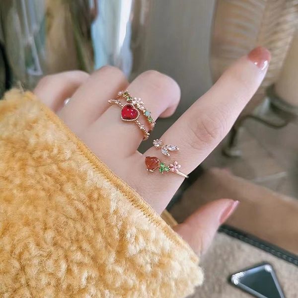 cluster rings dvacaman 2021 fashion sweet adjustable red rhinestone heart ring girls wedding engagement jewelry women's gifts bijoux, Golden;silver
cluster rings dvacaman 2021 fashion sweet adjustable red rhinestone heart ring girls wedding engagement jewelry women's gifts bijoux, Golden;silver