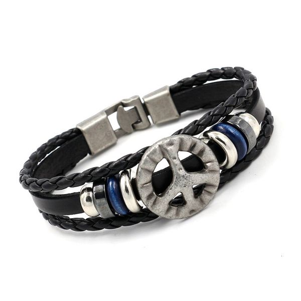 wristbands fashion versatile peace men's leather bracelet punk beaded woven popular beads bangles, Golden;silver
wristbands fashion versatile peace men's leather bracelet punk beaded woven popular beads bangles, Golden;silver