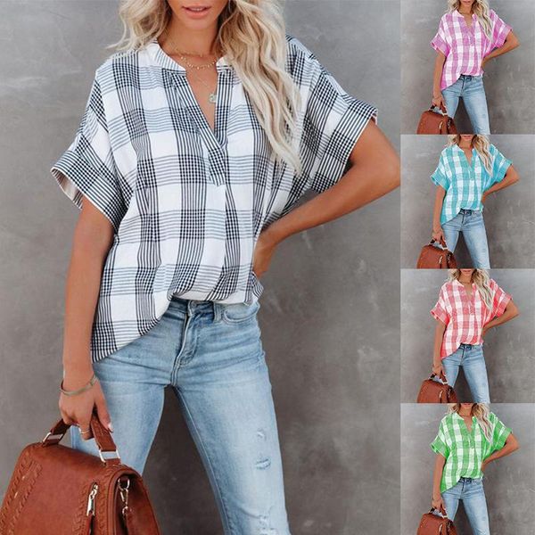 women's blouses & shirts rocwickline summer and autumn shirt casual fashion plaid v-neck elegant slim loose draped easy matching formal, White
women's blouses & shirts rocwickline summer and autumn shirt casual fashion plaid v-neck elegant slim loose draped easy matching formal, White