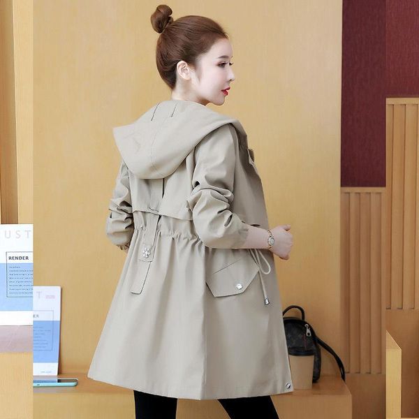 women's trench coats lining windbreaker female slim all match jacket 2021 autumn spring hooded women zipper coat solid color splicing, Tan;black
women's trench coats lining windbreaker female slim all match jacket 2021 autumn spring hooded women zipper coat solid color splicing, Tan;black