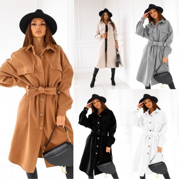 women's wool & blends 2021 fall/winter long sleeve v-neck button lace woolen coat clothing, Black
women's wool & blends 2021 fall/winter long sleeve v-neck button lace woolen coat clothing, Black