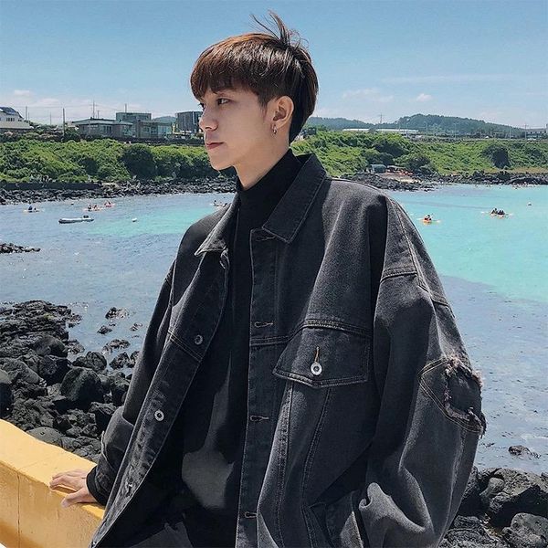 2021 new spring trend men's tooling denim jacket port wind youth loose student spring and autumn black and blue jacket, Black;brown
2021 new spring trend men's tooling denim jacket port wind youth loose student spring and autumn black and blue jacket, Black;brown