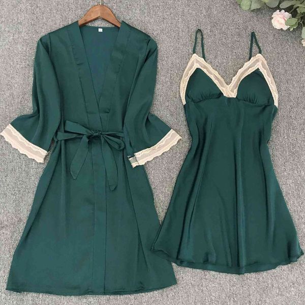 satin robe set women sleepwear summer kimono bathrobe lace trim bride bridesmaid dressing gown casual nightgown, Black;red
satin robe set women sleepwear summer kimono bathrobe lace trim bride bridesmaid dressing gown casual nightgown, Black;red