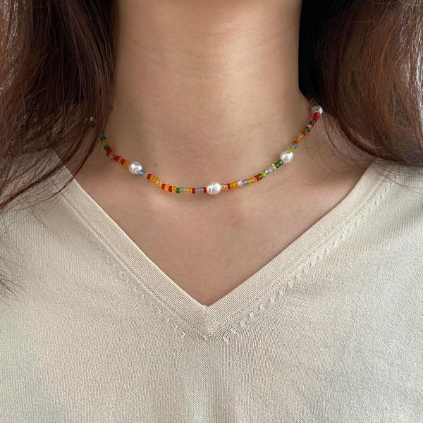 chains aiyi personality trend rice bead necklace women's fairy cross-border color clavicle chain, Silver
chains aiyi personality trend rice bead necklace women's fairy cross-border color clavicle chain, Silver