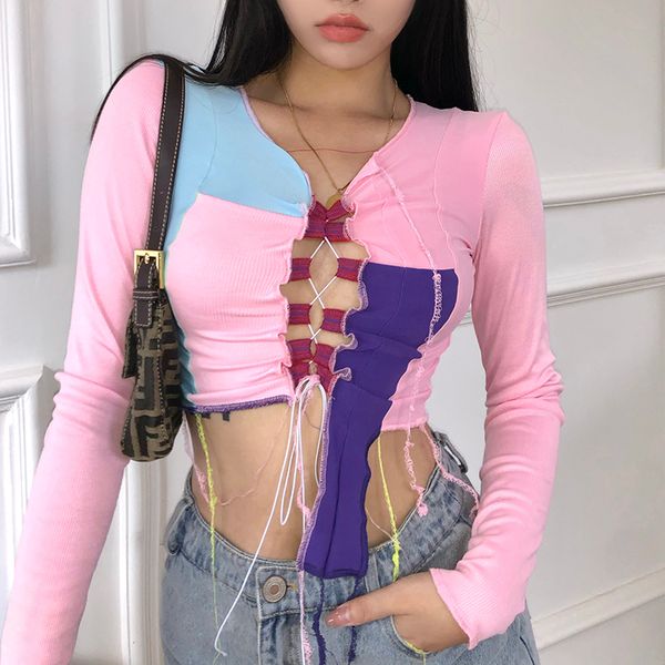 patchwork t shirts for women long sleeve t shirts cut out bandage autumn women fashion tshirts club tees, White
patchwork t shirts for women long sleeve t shirts cut out bandage autumn women fashion tshirts club tees, White