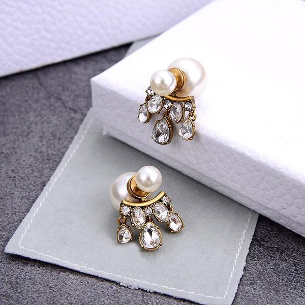stud women's jewelry freshwater pearl band & rhinestone earrings with logo european and american fashion charm christmas gift, Golden;silver
stud women's jewelry freshwater pearl band & rhinestone earrings with logo european and american fashion charm christmas gift, Golden;silver