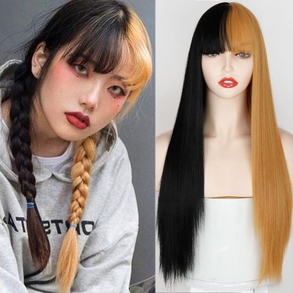 synthetic wigs yellow and black wig long straight hair cosplay halloween two tone ombre color women pink green blue
synthetic wigs yellow and black wig long straight hair cosplay halloween two tone ombre color women pink green blue