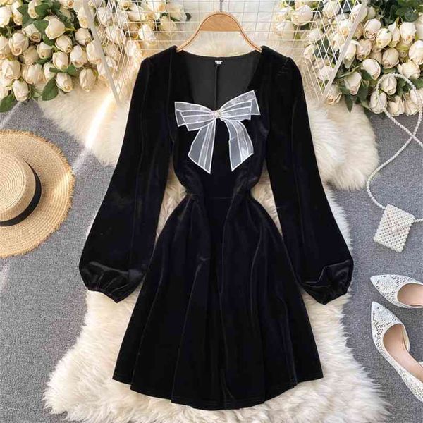 lady fashion retro velvet a-line dress women autumn winter v neck bow long sleeve slim elegant vestidos q538 210527, Black;gray
lady fashion retro velvet a-line dress women autumn winter v neck bow long sleeve slim elegant vestidos q538 210527, Black;gray