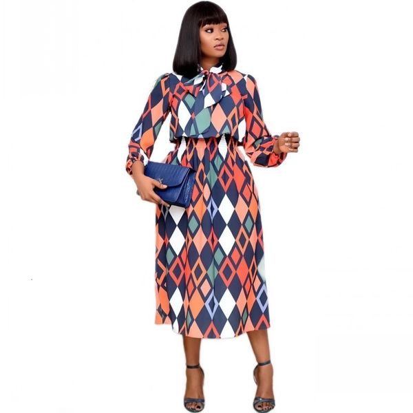 women's fall dresses wrist neck ankle length rhombus print party dress size 3xl r7j9, Black;gray
women's fall dresses wrist neck ankle length rhombus print party dress size 3xl r7j9, Black;gray