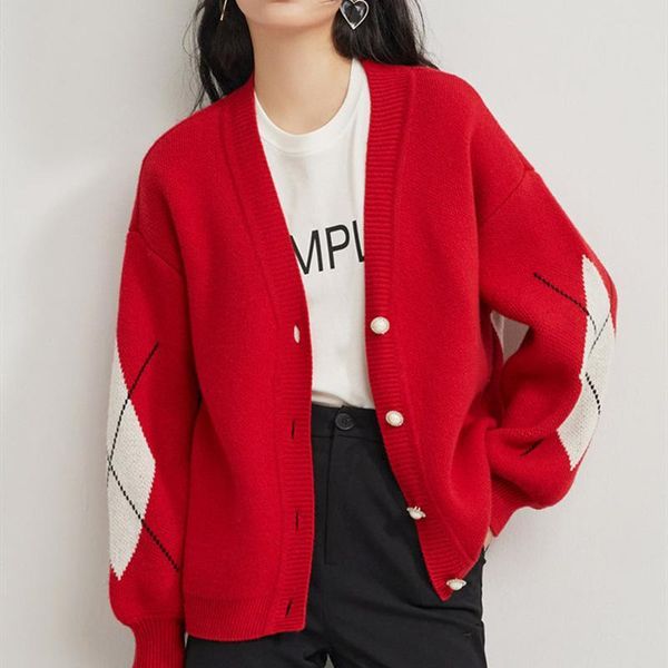 women's knits & tees red sleeve plaid cardigan coat knitting autumn 2021 v-neck off shoulder loose college style sweater, White
women's knits & tees red sleeve plaid cardigan coat knitting autumn 2021 v-neck off shoulder loose college style sweater, White