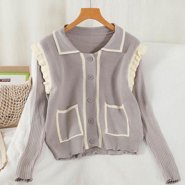 women's knits & tees 2021 autumn gentle temperament women's lapel long-sleeved single-breasted stitching double-pocket knitted card, White
women's knits & tees 2021 autumn gentle temperament women's lapel long-sleeved single-breasted stitching double-pocket knitted card, White