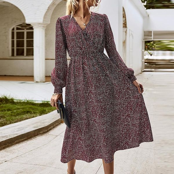 casual dresses 2021 elegant printed autumn women dress v-neck long sleeve high waist midi lady vestidos w208, Black;gray
casual dresses 2021 elegant printed autumn women dress v-neck long sleeve high waist midi lady vestidos w208, Black;gray
