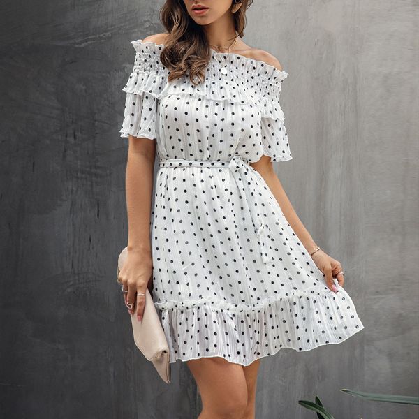 omen off shoulder white vintage polka dot print mini dress short sleeve summer dress 2021 4m28, Black
omen off shoulder white vintage polka dot print mini dress short sleeve summer dress 2021 4m28, Black