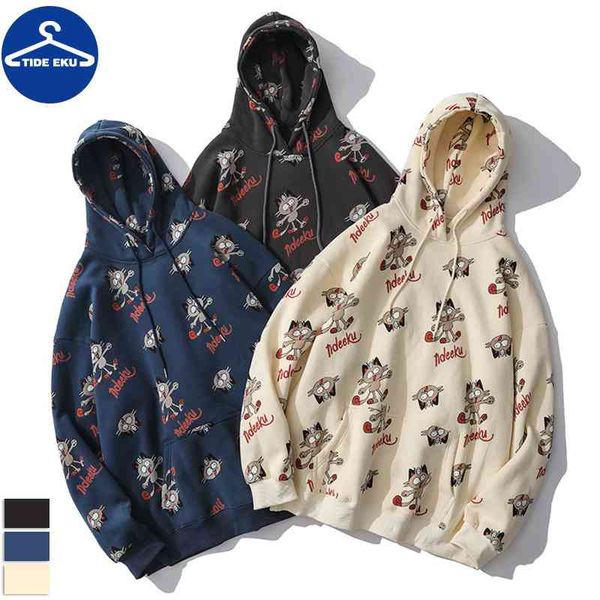 tideeke new casual kitten cartoon print loose hooded cotton sweater for men, Black
tideeke new casual kitten cartoon print loose hooded cotton sweater for men, Black