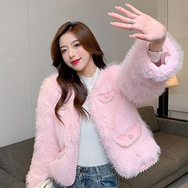 women's fur & faux wool sweater autumn and winter 2021 french style small incense wind celebrities young fried street casual imitation, Black
women's fur & faux wool sweater autumn and winter 2021 french style small incense wind celebrities young fried street casual imitation, Black