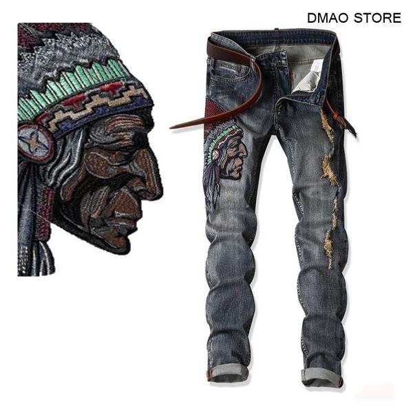 2021 straight leg men jeans ripped hole design chic streetwear embroidery jeans pants stretchy for men, Blue
2021 straight leg men jeans ripped hole design chic streetwear embroidery jeans pants stretchy for men, Blue
