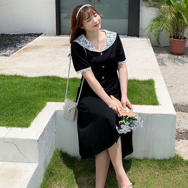 the fashion version show thin contrast color lace collar summer new mid-length dress 2399 lt2z, Black;gray
the fashion version show thin contrast color lace collar summer new mid-length dress 2399 lt2z, Black;gray