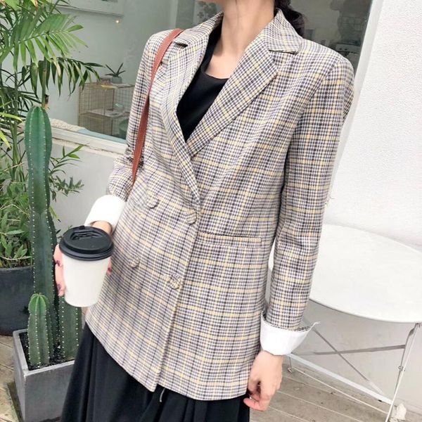 women's trench coats casual style double-breasted plaid suit female temperament coat clothes, Tan;black
women's trench coats casual style double-breasted plaid suit female temperament coat clothes, Tan;black