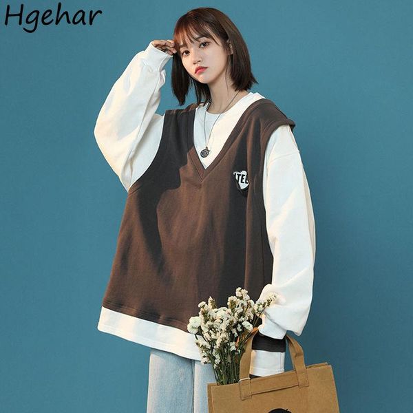 women's hoodies & sweatshirts women fake 2 pieces korean style fashion all-match ulzzang long sleeve patchwork female spring student da, Black
women's hoodies & sweatshirts women fake 2 pieces korean style fashion all-match ulzzang long sleeve patchwork female spring student da, Black