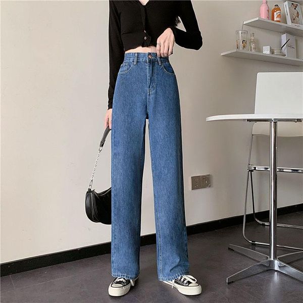 women's jeans spring autumn wide-leg high-waist denim pants retro loose droop straight trousers classic all-match, Blue
women's jeans spring autumn wide-leg high-waist denim pants retro loose droop straight trousers classic all-match, Blue