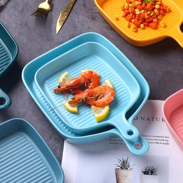 dishes & plates nordic creative ceramic baking plate handle striped breakfast oven microwave baked rice with cheese
dishes & plates nordic creative ceramic baking plate handle striped breakfast oven microwave baked rice with cheese