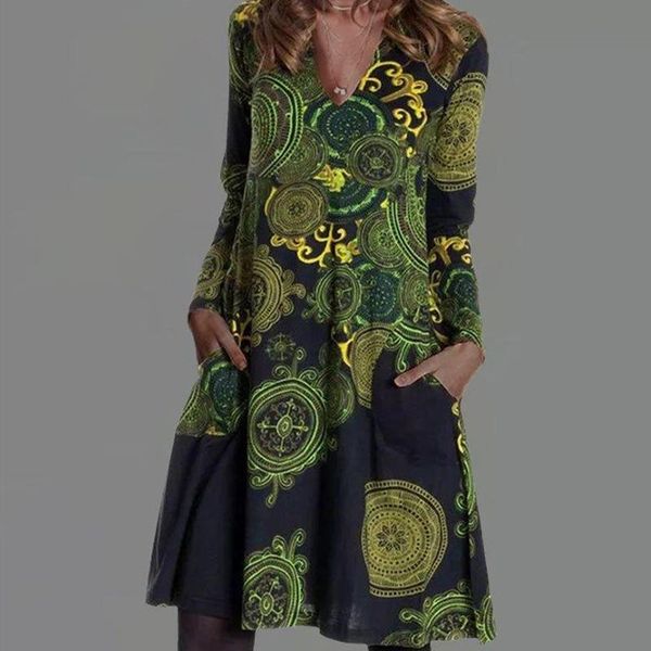 casual dresses 2021 women vintage v-neck floral print party dress spring autumn long sleeve loose pocket vestidos, Black;gray
casual dresses 2021 women vintage v-neck floral print party dress spring autumn long sleeve loose pocket vestidos, Black;gray