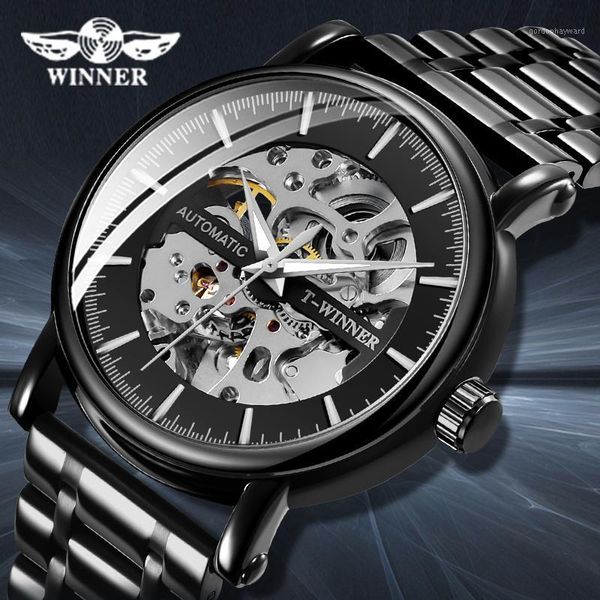 winner men's watches transparent skeleton dial black automatic fashion men watch luminous clock erkek kol saati wristwatche wristwatche, Slivery;brown
winner men's watches transparent skeleton dial black automatic fashion men watch luminous clock erkek kol saati wristwatche wristwatche, Slivery;brown