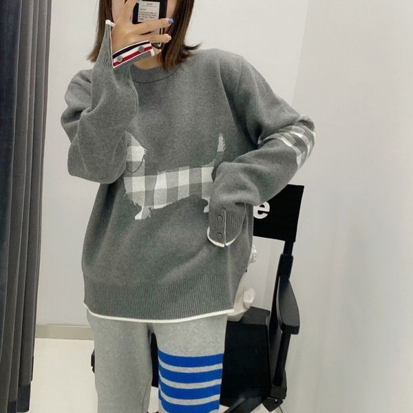 tb dog design crew neck pullover sweater bottoms men's and women's college loose autumn winter sweater, White
tb dog design crew neck pullover sweater bottoms men's and women's college loose autumn winter sweater, White