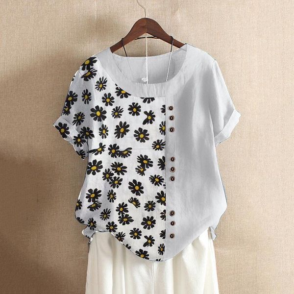 cotton linen womens and blouses flower print vintage o neck short sleeve blouse shirt plus size 2021 spring tunic for women, White
cotton linen womens and blouses flower print vintage o neck short sleeve blouse shirt plus size 2021 spring tunic for women, White