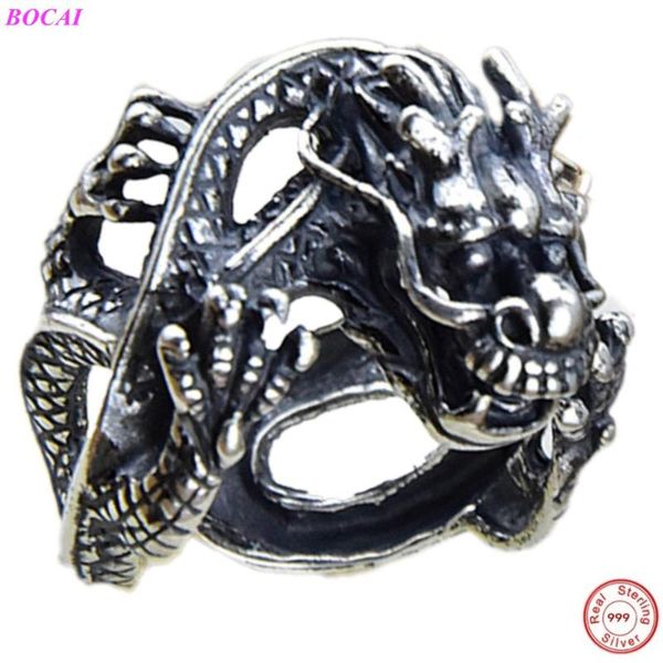 cluster rings bocai s999 sterling silver retro thai process jewelry men's domineering eating ring personality single fashion, Golden;silver
cluster rings bocai s999 sterling silver retro thai process jewelry men's domineering eating ring personality single fashion, Golden;silver