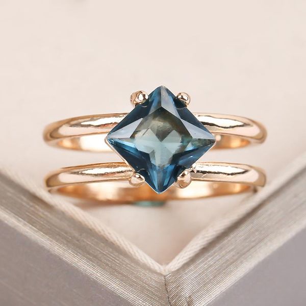 cluster rings simple geometric square blue crystal stone for women double layer gift gold color finger ring punk personality jewelry, Golden;silver
cluster rings simple geometric square blue crystal stone for women double layer gift gold color finger ring punk personality jewelry, Golden;silver